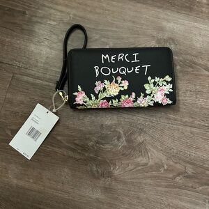 NWT Betsy Johnson Merci Bouquet Black Floral Clutch